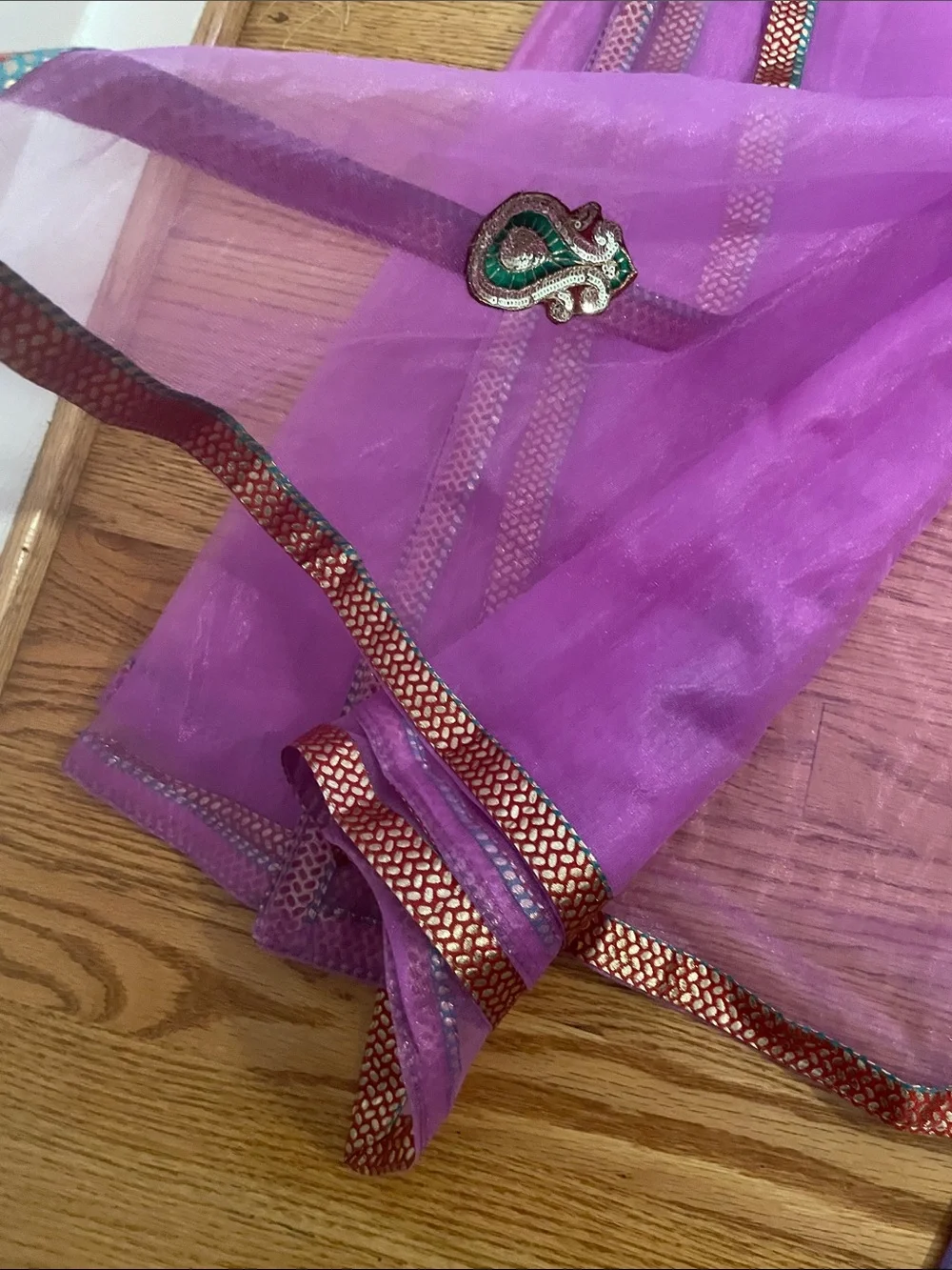 Purple Embroidered Women's Skirt Set with Pink Dupatta